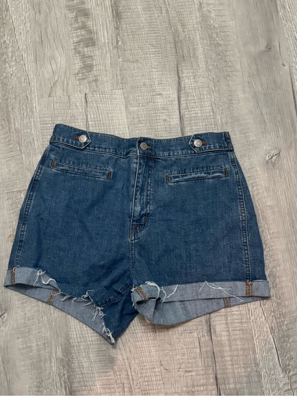 Madewell Dark Blue High-Rise Cuffed Denim Shorts